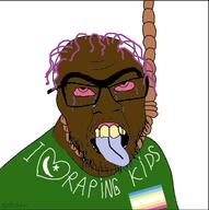 blue_tongue hanging map_(pedophile)_ meta:tagme paki pakislop purple_hair unibrow variant:feraljak yellow_teeth // 604x606 // 148.1KB