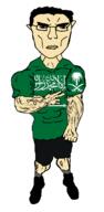 angry arab buff closed_mouth clothes ear emblem flag full_body glasses hair middle_east saudi_arabia shahada subvariant:chudjak_front subvariant:unbotheredchud variant:chudjak vein white_skin // 632x1292 // 74.6KB