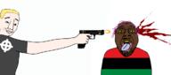 2soyjaks africa african_american arm black_skin blond blood blue_eyes celtic_cross eagle fascism flag flag:pan-african glasses gun gunshot hand italy meta:tagme open_mouth pan_african purple_hair smile stubble tags tranny variant:bernd variant:chudjak white_skin // 1166x515 // 111.9KB
