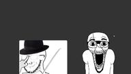 2soyjaks animated clothes deformed fedora glasses glowing_glasses hand hat katana oe_cake shadow soyjak subvariant:el_perro_loco variant:el_perro_rabioso variant:soyak video // 1280x720, 15.5s // 1.7MB