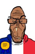 angry award beard brown_skin countrywar crying european faggot flag flag:france france glasses mutt red_eyes soyjak subvariant:euromutt sweater variant:markiplier_soyjak // 591x900 // 24.9KB