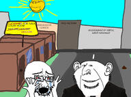 2soyjaks bloodshot_eyes city crying cuck_shed drawn_background ear hand hands_up judaism large_nose merge open_mouth sky soyjak street stubble subvariant:impson subvariant:wholesome_soyjak sun text variant:cobson variant:cryboy_soyjak variant:gapejak variant:impish_soyak_ears variant:soyak // 1548x1148 // 698.2KB