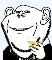 beer bowtie clothes ear glass hand holding_object smile soyjak stubble tuxedo variant:impish_soyak_ears // 562x638 // 157.0KB