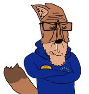 european_union fox fur furry glasses most_obsessed_faggot_award snout subvariant:euromutt tail variant:markiplier_soyjak white_background // 577x610 // 64.1KB