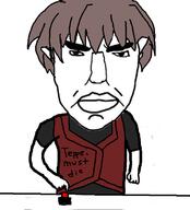 angry anime arm brown_hair button closed_mouth clothes ear hair hand higurashi maebara_keiichi millions_must_die soyjak subvariant:pol_face variant:chudjak vest video_game // 615x680 // 65.5KB