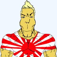a10_eyes aryan asian blue_eyes buff chad flag:imperial_japan gigachad hair imperial_japan japan jawline muscles muscular_male subvariant:asiamutt subvariant:asiaryan subvariant:muscular_chud variant:chudjak variant:markiplier_soyjak yellow_hair // 1059x1058 // 51.3KB
