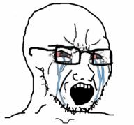 animated bloodshot_eyes crying g_major glasses inverted negated open_mouth palindrome_get soyjak stubble variant:soyak // 785x731 // 205.8KB