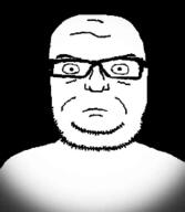 animated closed_mouth glasses serious soyjak stubble variant:seriousjak vignette // 239x274 // 257.0KB