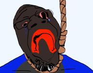 bald blue_shirt brown_skin closed_mouth concerned criying distorted glasses hanging red_lips sad subvariant:jartycuck trend:jartycuck trend:slopjak variant:chudjak variant:goopjak // 800x630 // 127.1KB