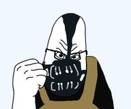 arm bald bane batman batman_(series) black_eyes black_glasses black_shirt bulletproof_vest clothes dc dc_comics evil eyes full_head glasses hand head mask stubble syndrome_(the_incredibles) the_incredibles transparent_background variant:syndromejak vest villainous white_skin // 960x800 // 91.9KB