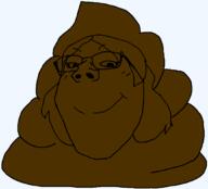 blush closed_mouth eyelashes female glasses hair poop smile soyjak subvariant:gapejak_female variant:gapejak // 1056x958 // 25.9KB