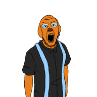 approver artist:soynorthropf5 beard black_shirt dog ear glasses half_body janny meta:op_took_a_selfie_of_xerself nose open_mouth orange_skin overalls stubble transparent_background variant:tewi // 650x650 // 11.2KB