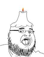 beard candle clothes ear fat glasses hat open_mouth soyjak tongue variant:fatjak // 773x998 // 77.5KB