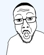 glasses hair looking_at_you mustache nuvariant open_mouth soyjak stubble template tongue transparent_background variant:blakjak // 375x465 // 5.8KB