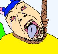 ack bloodshot_eyes blue_hair cat_ear clothes crying dead death eyelashes hair mouth_open no_glasses pale_skin red_eyes richard_rayova rope slovakia slovakian soyjak stubble suicide tail template tongue transparent_background variant:bernd yellow_eyes yellow_shirt yellow_teeth // 768x719 // 47.5KB