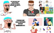 angry calarts cartoon corporate_memphis hypocrite millennial newfag oldfag pointing subvariant:muscular_chud subvariant:wewjak text variant:chudjak variant:soyak zoomer // 1913x1166 // 1.1MB