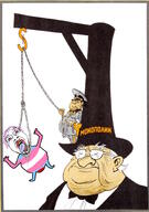 arm artist:sectionalism balding blood bloodshot_eyes bowtie capitalism clothes fat flag flag:transgender_pride_flag full_body glasses hanging leg nazism noose open_mouth propoganda purple_hair soviet_union suit top_hat torso totenkopf tranny variant:bernd // 1427x2023 // 514.1KB