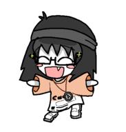 ^_^ anime blush chibi clothes fang glasses hair happy hat necklace open_arms open_mouth smile soy soyjak soylent suisugetsu variant:soytan waha yamato_suzuran // 425x446 // 17.5KB