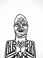 ai_generated_song ai_genreated clapping clothes glasses hand happy looking_at_you singing smile stripped_suit suit variant:sidjak white_skin // 480x640, 6s // 1.9MB