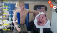 amerimutt chair chat donald_trump flag:united_states gamer_chair holding_object kim_jong_un lips nas:amerimutt open_mouth paper subvariant:impish_amerimutt united_states yellow_hair // 640x368, 28.9s // 2.4MB