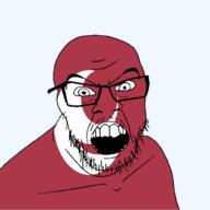 angry flag flag:hiroshima glasses hair hiroshima japan looking_at_you mustache open_mouth soyjak stubble teeth todofuken transparent_background variant:feraljak // 1500x1500 // 65.4KB