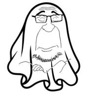 blanket closed_eyes crossed_arms ghost glasses meta:tagme smug soyjak stubble variant:pissluffare // 905x959 // 107.8KB