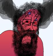 angry beard bloodshot_eyes calm closed_mouth fume glasses hair red_skin smile smoke soyjak sweating variant:unpaintbucketable_nigger // 440x464 // 70.1KB