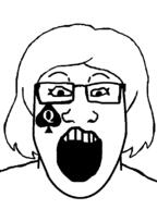 blacked brimstone female glasses hair open_mouth queen_of_spades spade subvariant:female_markiplier variant:markiplier_soyjak // 600x800 // 13.3KB