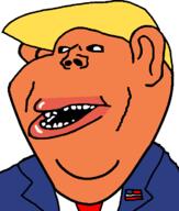 amerimutt blond clothes donald_trump lips maga mutt no_stubble open_mouth orange_skin president soyjak subvariant:impish_amerimutt suit variant:impish_soyak_ears // 599x707 // 13.3KB