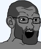 beard ear gigachad glasses hair open_mouth soyjak variant:soyak // 645x773 // 30.2KB