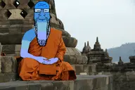bald blue_shades buddhism closed_eyes closed_mouth glasses irl_background meditation meta:trendy_tuesday monk multicolored_skin peace stubble subvariant:longplier trend:calm variant:markiplier_soyjak // 5184x3456 // 5.5MB