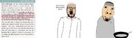 2soyjaks brown_skin clothes frying_pan glasses hadith islam muhammad muslims open_mouth saliva spit stubble sunnah taqiyah text variant:a24_slowburn_soyjak variant:fisheyejak // 1804x526 // 102.0KB
