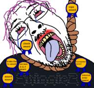ack award award_award awards bloodshot_eyes booru crying dead glasses hair hanging lipstick meta mustache open_mouth purple_hair purple_tongue rope rope_award shimmie shimmie2 soybooru soyjak stubble suicide the_'ru tongue tranny variant:bernd yellow_teeth // 768x719 // 121.4KB