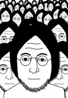 closed_mouth crowd glasses hair john_lennon looking_at_you multiple_soyjaks soyjak stubble variant:lennonjak // 700x1000 // 60.8KB