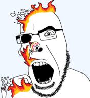 bomb bone burning dangling_eye death explosion exposed_bone eye_socket fire glasses gore hd nuclear open_mouth redraw remastered soyjak stubble template thick_eyebrows transparent transparent_background truth_nuke variant:cobson // 793x866 // 29.9KB