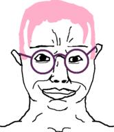 chud eyebrows happy koby_(one_piece) one_piece pink_hair purple_glasses smile soyjak subvariant:chudjak_front variant:chudjak // 484x561 // 20.7KB