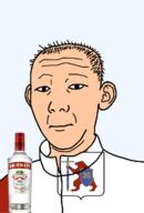 1864 alcohol bottle closed_mouth clothes ear flag flag:mari_el hair mari_el neutral russia smirnoff soyjak text track_suit transparent_background variant:kuzjak vodka white_skin // 810x1192 // 151.4KB