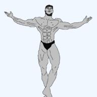 arms_up beard buff closed_mouth gigachad grey_hair grey_skin hand underpants variant:unknown // 1080x1080 // 13.9KB