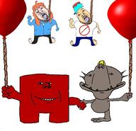 4soyjaks balloon baseball_cap bloodshot_eyes blue_hair boyfriend_(friday_night_funkin') celeste closed_mouth clothes crying friday_night_funkin' full_body handshake hanging hat holding_object holding_rope madeline_(celeste) mustache oddworld orange_hair rope sharp_teeth smile soyjak subvariant:meat_boy subvariant:munch suicide super_meat_boy tongue variant:bernd video_game white_skin yellow_teeth // 520x500 // 109.5KB