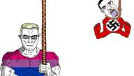 2soyjaks ack bisexual bloodshot_eyes chud clitty clitty_leakage clittycel clothes crossed_arms crying foot full_body glasses hanging holding_object holding_rope nazism noose open_mouth rope subvariant:muscular_chud subvariant:patrick that_bisexual_nationalist(namefaggot_failtroll) trend:aryan variant:chudjak // 2656x1511 // 334.0KB