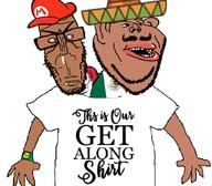 2soyjaks amerimutt angry bloodshot_eyes brown_skin clothes countrywar ear euromutt get_along_shirt glasses italy mexico meximutt mucus mustache open_mouth stubble subvariant:euromutt subvariant:impish_amerimutt variant:impish_soyak_ears variant:markiplier_soyjak watch // 1024x896 // 327.2KB