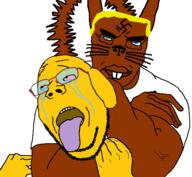 choke choke_hold choker choking crying e9af janny open_mouth red_fur red_skin tongue_out trend:squirreljakking variant:chudjak variant:gapejak yellow_skin // 499x461 // 47.0KB