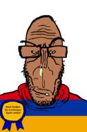 armenia award azerbaijan booger brown_skin buck_breaking crying european flag flag:armenia glasses hair mucus mutt racemixing red_eyes soyjak stubble subvariant:euromutt sweater variant:markiplier_soyjak // 591x900 // 25.9KB