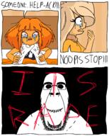 ack bald biting_lip bloodshot_eyes choking coco_(ongezellig) crying evil glasses mymy ongezellig orange_skin rape red_eyes stubble subvariant:cobson_front2 subvariant:hornyson text variant:cobson // 2012x2512 // 120.0KB