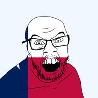 angry flag flag:texas glasses hair looking_at_you mustache open_mouth soyjak star_(symbol) state stubble teeth texas transparent_background united_states variant:feraljak // 1500x1500 // 41.5KB