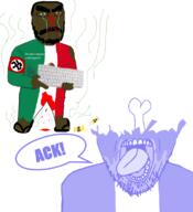 ack angry blood dirty estrogen eyebrows flip_flop foot glasses gore italy keyboard meds mexico murder nazism negro neovagina open_mouth pills smell smelling spanish_text speech_bubble stubble swastika sweating toes variant:bernd variant:chudjak // 720x789 // 166.6KB