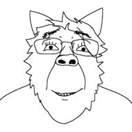 animal animal_ears closed_mouth ear faggot fur furry glasses original_content smile soyjak subvariant:trannyfur template variant:bernd wolf // 1378x1378 // 76.6KB