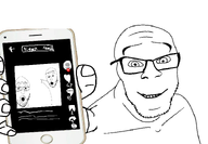 3soyjaks chinktok hand holding_object holding_phone normalDEITY normie phone smile subvariant:phoneplier_vertical tiktok variant:feraljak variant:two_pointing_soyjaks // 2160x1499 // 408.0KB