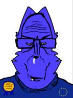 black_nose blue_skin booger crying flag:european_union fox furry glasses star_(symbol) subvariant:euromutt subvariant:furomutt // 594x797 // 48.5KB