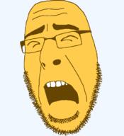 closed_eyes closed_mouth emoticon glasses series:soymoji soyjak stubble variant:cobson weary yellow yellow_skin // 721x789 // 26.5KB